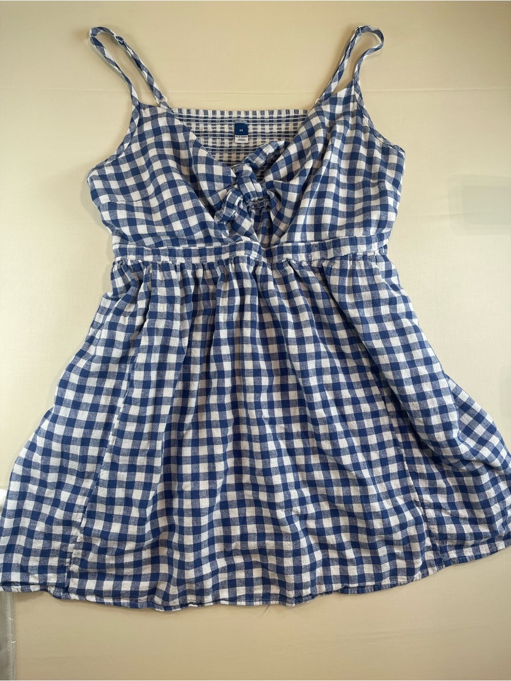 Old Navy Blue and White Gingham Tie-Front Dress